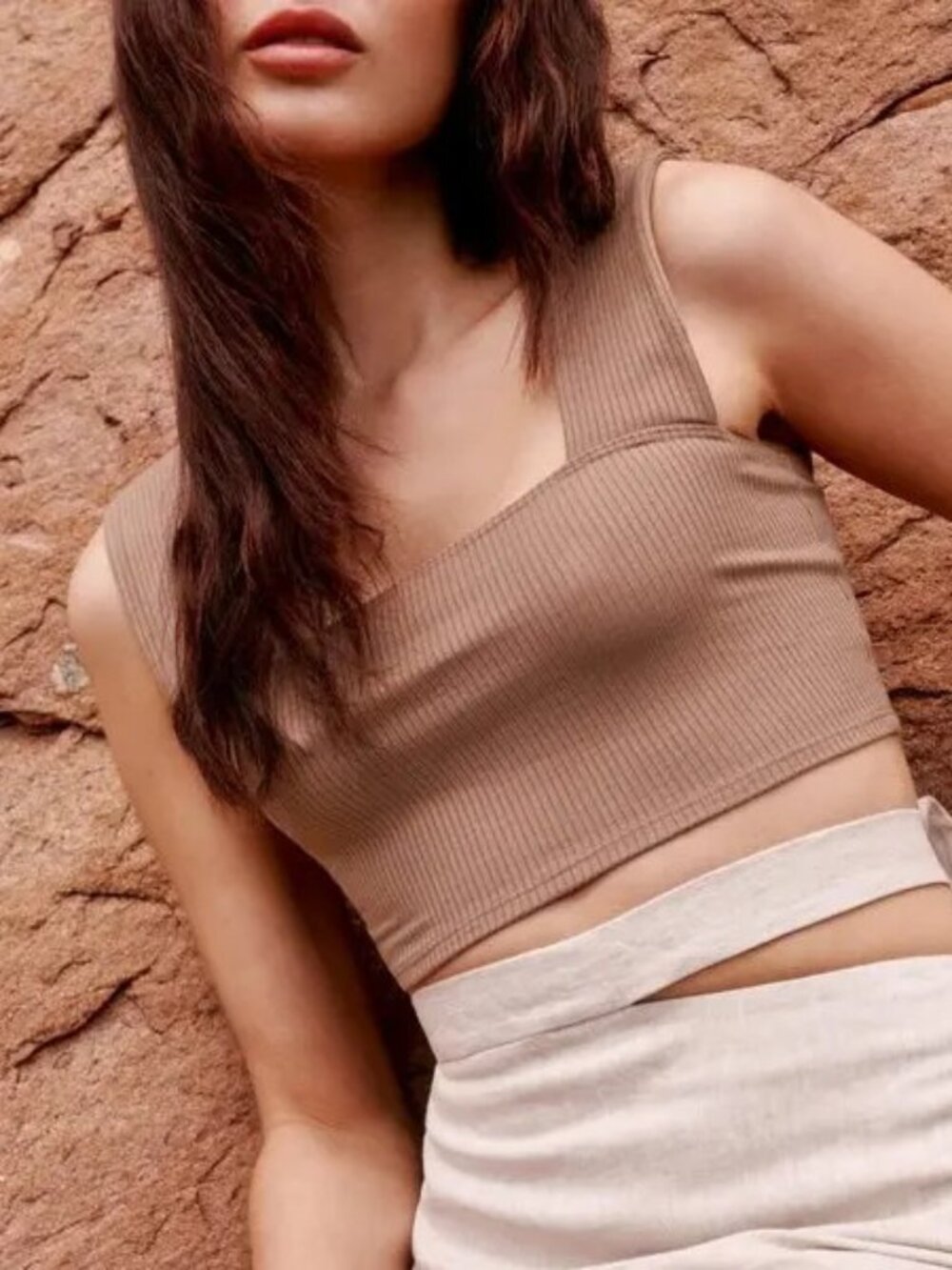 reformation colton top crop tank bralette in clay size small